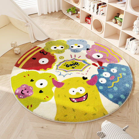 Cartoon Monster Nachahmung Kaschmir Teppich Runde Nacht Teppich Hängenden Korb Rotierenden Stuhl Boden Matte M3331026