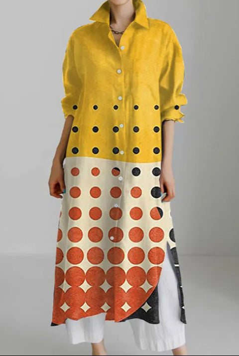 Casual abstract 3D printing autumn and winter long sleeve slit lining m303182