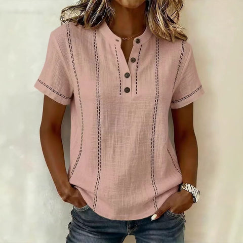 Loose casual explosion printed button-up collar short-sleeved women's shirt m302695