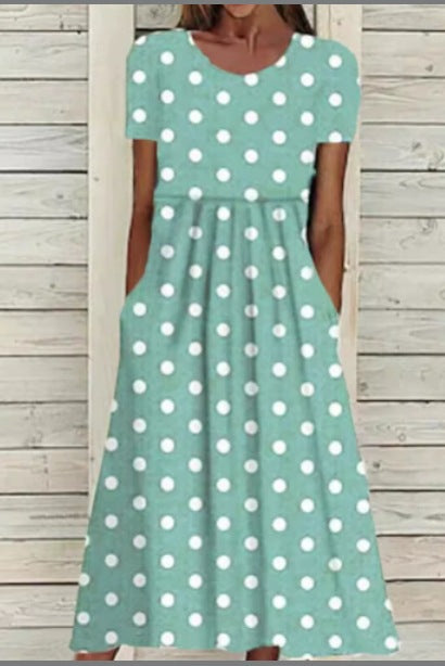 Up and down splicing pocket size printing large wide dress m302623-2