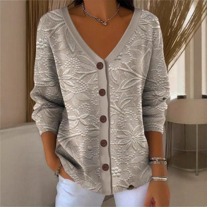 3D Digital Printed Women's Shoulder Cardigan Sweater FF303400
