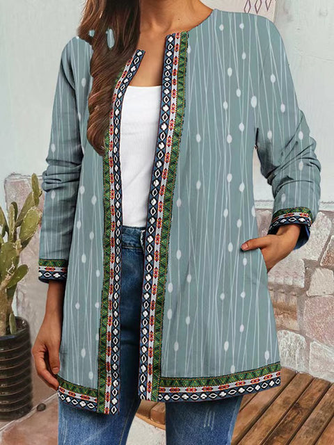 Autumn and winter retro ethnic style print jacket cardigan m303251 02