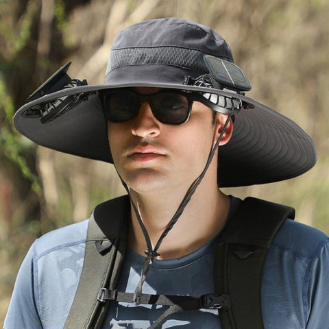 Chapeau de ventilateur solaire d'été pour la maison avec pare-soleil de ventilateur casquette de protection solaire m3331324