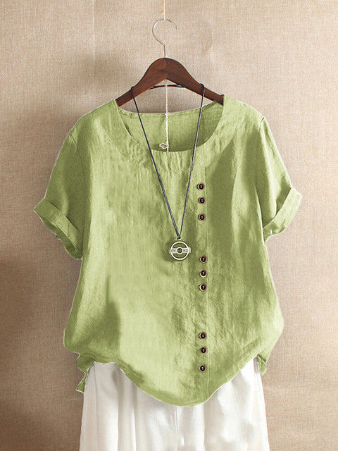 T-shirt ample en coton et lin pour femme, vêtement en coton et lin m300111 