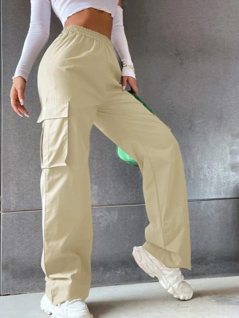 Gürtellose Hose mit hoher Taille, weite Beinhose, gerade, lockeres Temperament, Pendlerhose, Freizeithose, m301371 