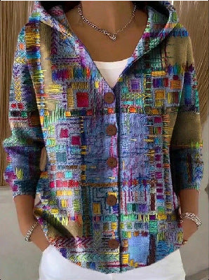 Button knitted hooded cardigan jacket autumn and winter new m303071