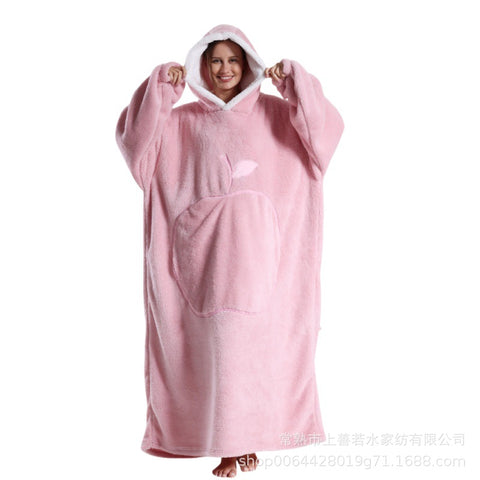 Hooded lazy couple loungewear new comfortable cotton lint lazy blanket can wear blanket m302151