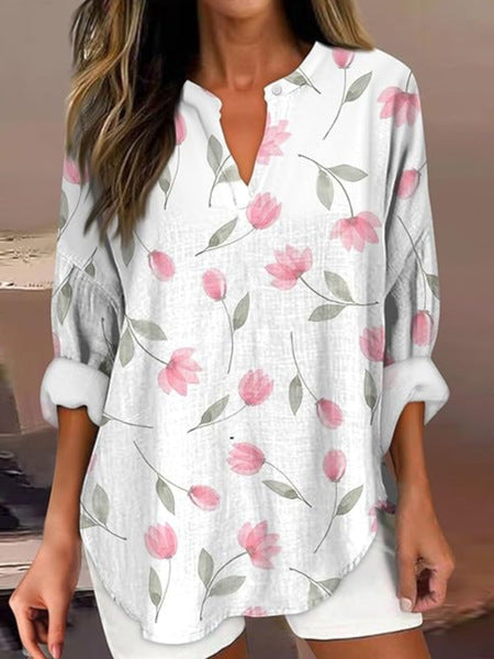 T-shirt ample à col ras du cou pour femme, imprimé floral 3D, mode féminine, m301357 