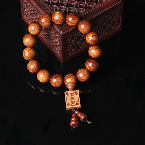 Natürliches vietnamesisches Huanghuali-Armband mit 108 Buddha-Perlen, Lotusarmband aus Palisander, duftendes Wenwan-Holzarmband m3331302