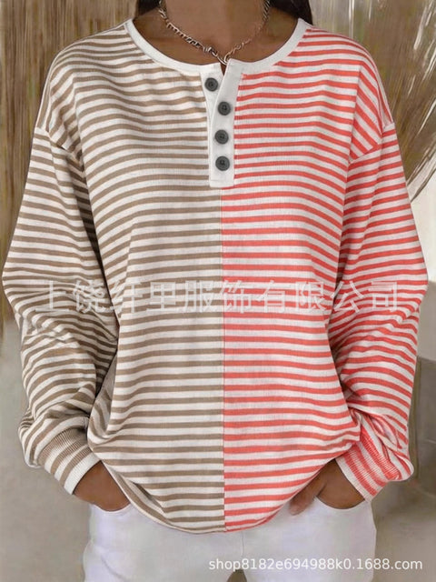 Crew neck 4 buckle spring and autumn fashion pattern 3D printing casual loose women's sweater FF303411 02