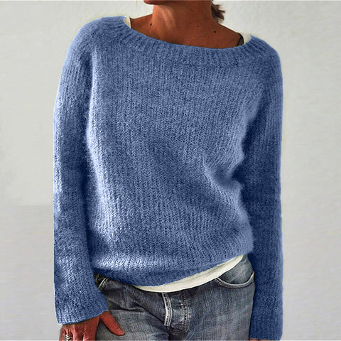 Einfarbiger Basic-Pullover Strickpullover m300507 
