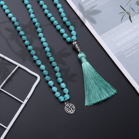 108 semi-precious stones meditation tree of life pendant necklace m3331275