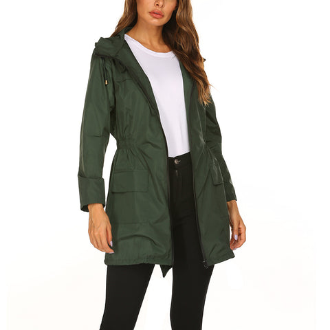 Women's new outdoor jacket, waist hooded light and thin rainproof raincoat jacket m301831