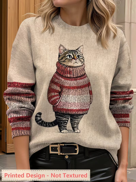 3D digital printing crew neck knitted sweater casual loose pullover FF303424 03