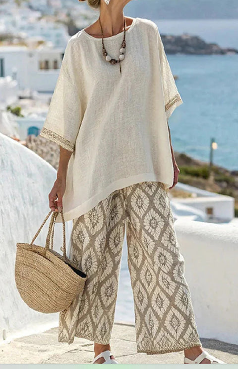 Ramie Bamboo Fiber Top Women's Summer Loose Casual Versatile V-Neck Feifei Sleeve Shirt m301525