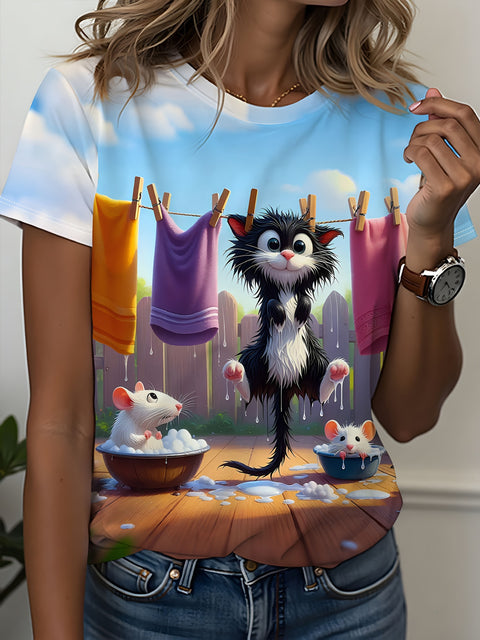 Women's Crew Neck Short Sleeve Casual Fashion Top m302607