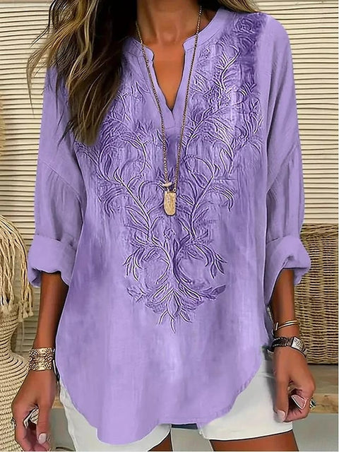 Small V-neck button-down shoulder long-sleeved women's T curved hem clothes m301361