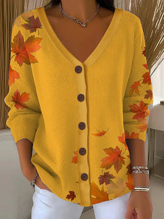 3D Digital Printed Women's Shoulder Cardigan Sweater FF303400