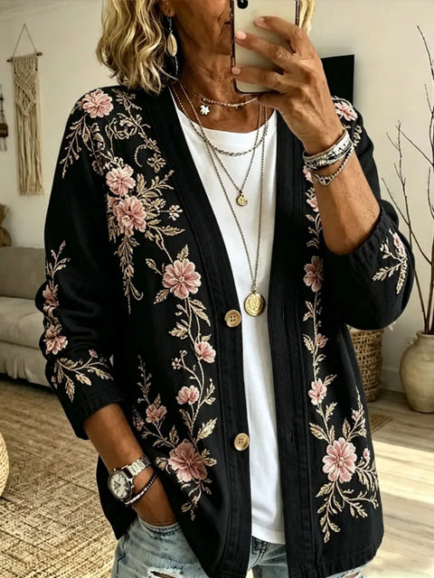 Women's New Flower Stems Printed Women's Fashion Windbreaker Top FF303283
