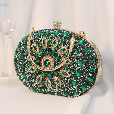 Sac à main avec fleur en alliage et diamants incrustés, sac de dîner m3331048
