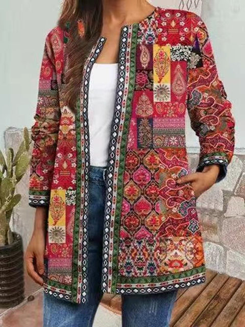 Autumn and winter retro ethnic style print jacket cardigan m303251 05