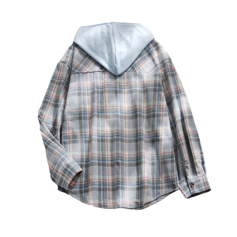 Hooded sweater breasted casual shirt jacket m300518