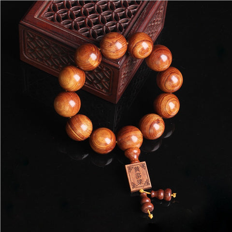 Natürliches vietnamesisches Huanghuali-Armband mit 108 Buddha-Perlen, Lotusarmband aus Palisander, duftendes Wenwan-Holzarmband m3331302