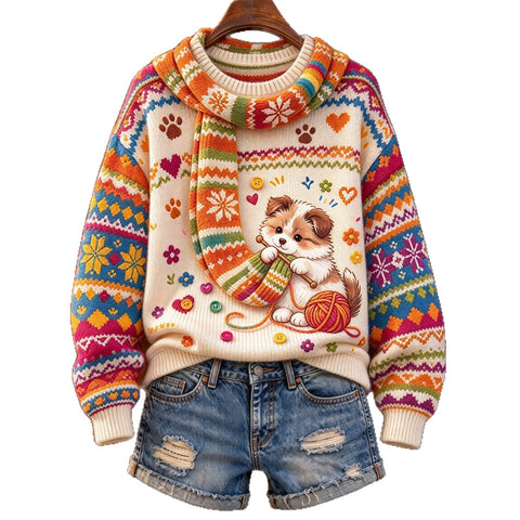 Huacai woolen sweater women sweater cartoon digital printing FF303420