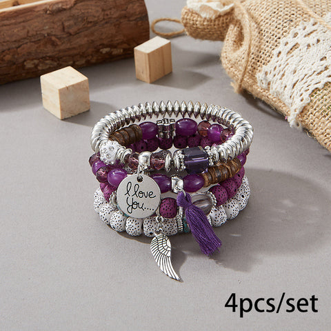 Neues böhmisches Armband, kreatives Quasten-Mehrschicht-Perlenarmband m3331286