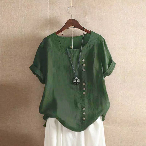 T-shirt ample en coton et lin pour femme, vêtement en coton et lin m300111 