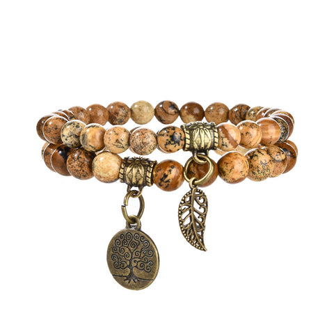 Baum des Lebens Blatt Anhänger Set Armband Bunte Tiger Auge Amethyst Achat Armband m3331289