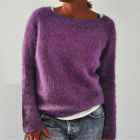 Einfarbiger Basic-Pullover Strickpullover m300507 