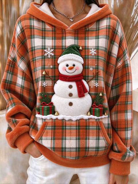 Christmas snowman 3D printed sweater flannel loose top FF303507