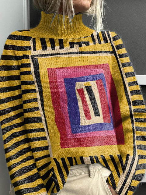 Christmas abstract print casual cape jacket cardigan sweater m302114