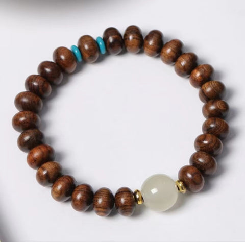 Natürliches vietnamesisches Huanghuali-Armband mit 108 Buddha-Perlen, Lotusarmband aus Palisander, duftendes Wenwan-Holzarmband m3331302