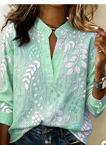 Digital printing casual pullover versatile spring and summer new shirt top m302788