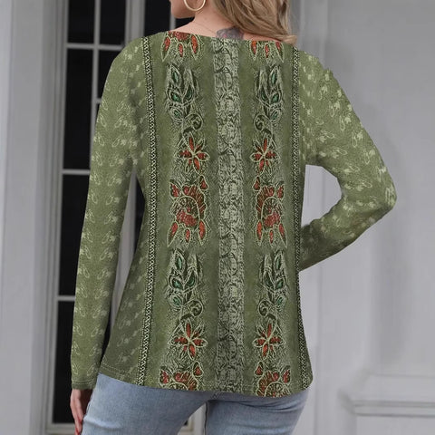 Stylish and elegant digital printing lace splicing crew neck T m301558