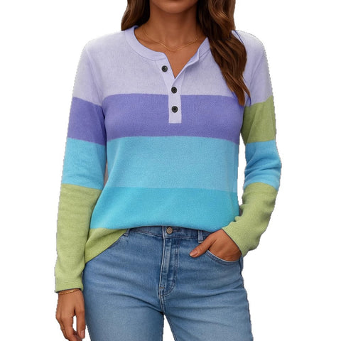 Casual V-neck long-sleeved loose pullover digital printing women's T-shirt FF303119