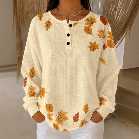 Retro casual 3D digital printing three-button stand-up collar fashion women's top FF303394