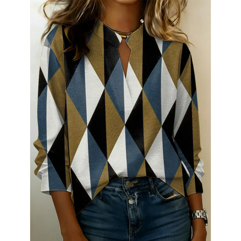 Digital printing casual pullover versatile spring and summer new shirt top m302788