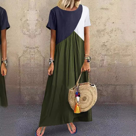 Neues geometrisches Kontrastfarben-Spleißenkleid, Sommer-Strandkleid m301345 