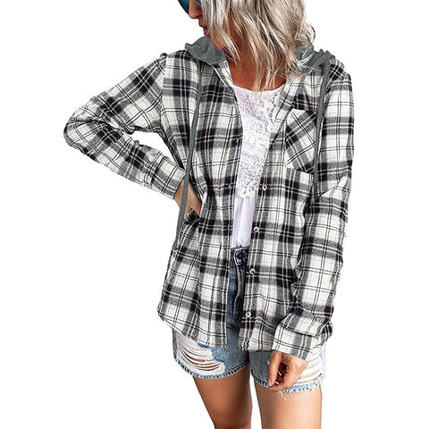 Hooded sweater breasted casual shirt jacket m300518