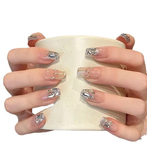 Photothérapie faite à la main pure portant du brandy pour ongles en forme de diamant spécial nail art en gros réutilisation nail art patch amovible m3331219