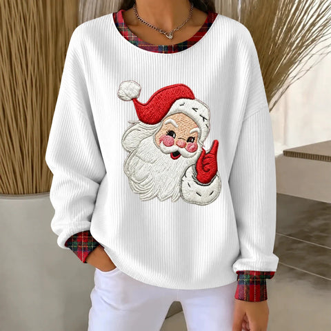 Christmas Day Old Man Printed Crew Neck Long Sleeve Casual Pullover Sweater FF303501