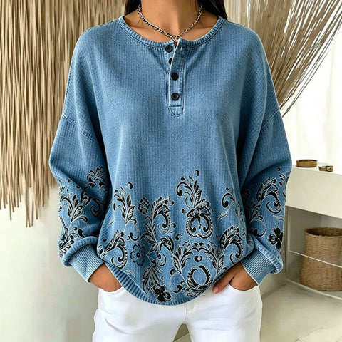 Women's new retro delicate flower print sweater FF303313