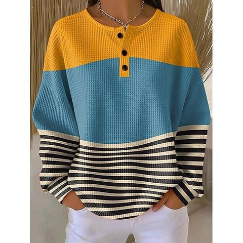 3D digital printing loose casual waffle stand-up collar long sleeve m303065