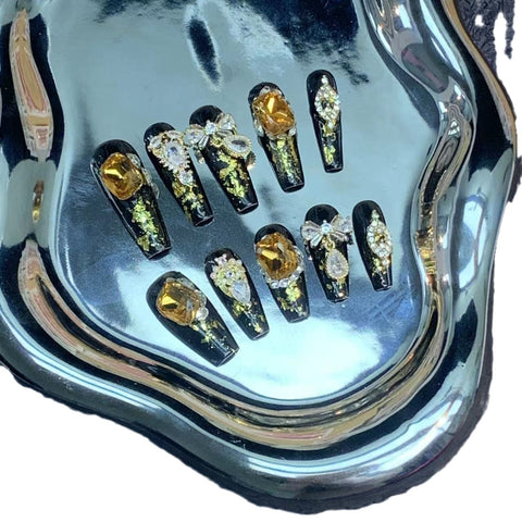 Schwere Industrie Luxus Legierung K9 Zirkon Dame Nail art Königin Zepter Nagel Aufkleber m3331208