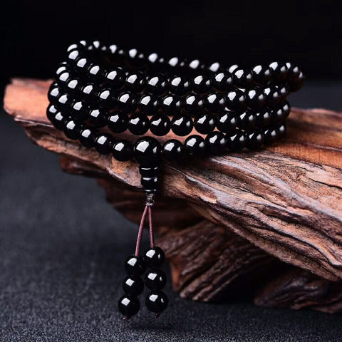 Armband aus natürlichem Obsidian mit 108 Perlen m3331285