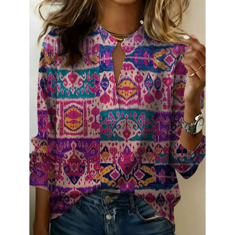Digital printing casual pullover versatile spring and summer new shirt top m302788