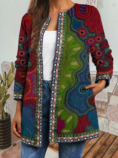 Autumn and winter retro ethnic style print jacket cardigan m303251 04